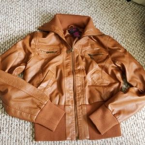 Faux leather camel colored jacket
